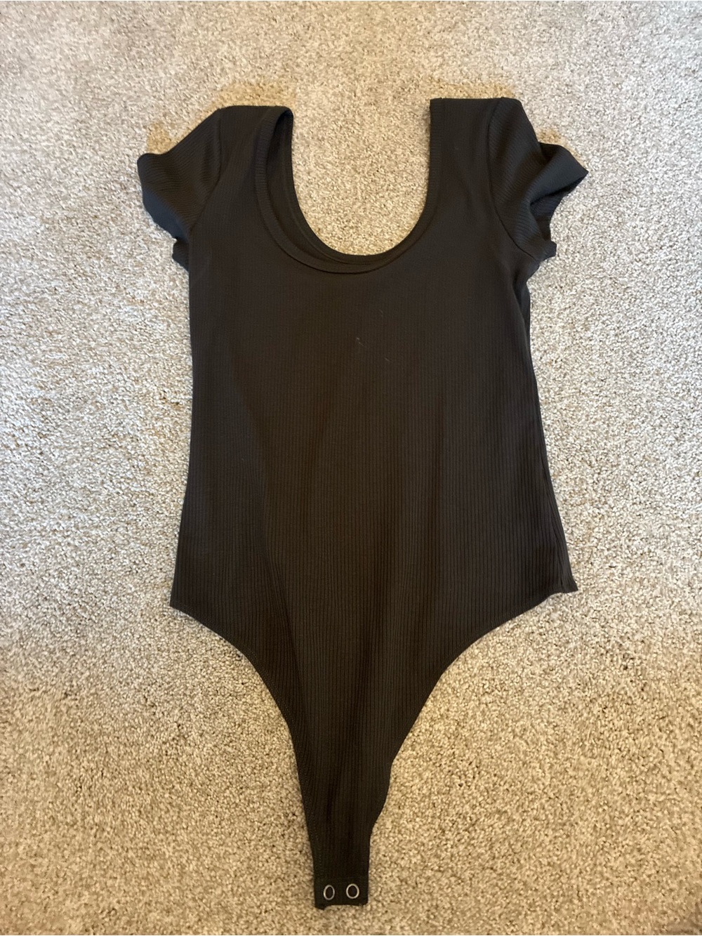 American Eagle Outfitters Black Ribbed Short-Sleeve Bodysuit